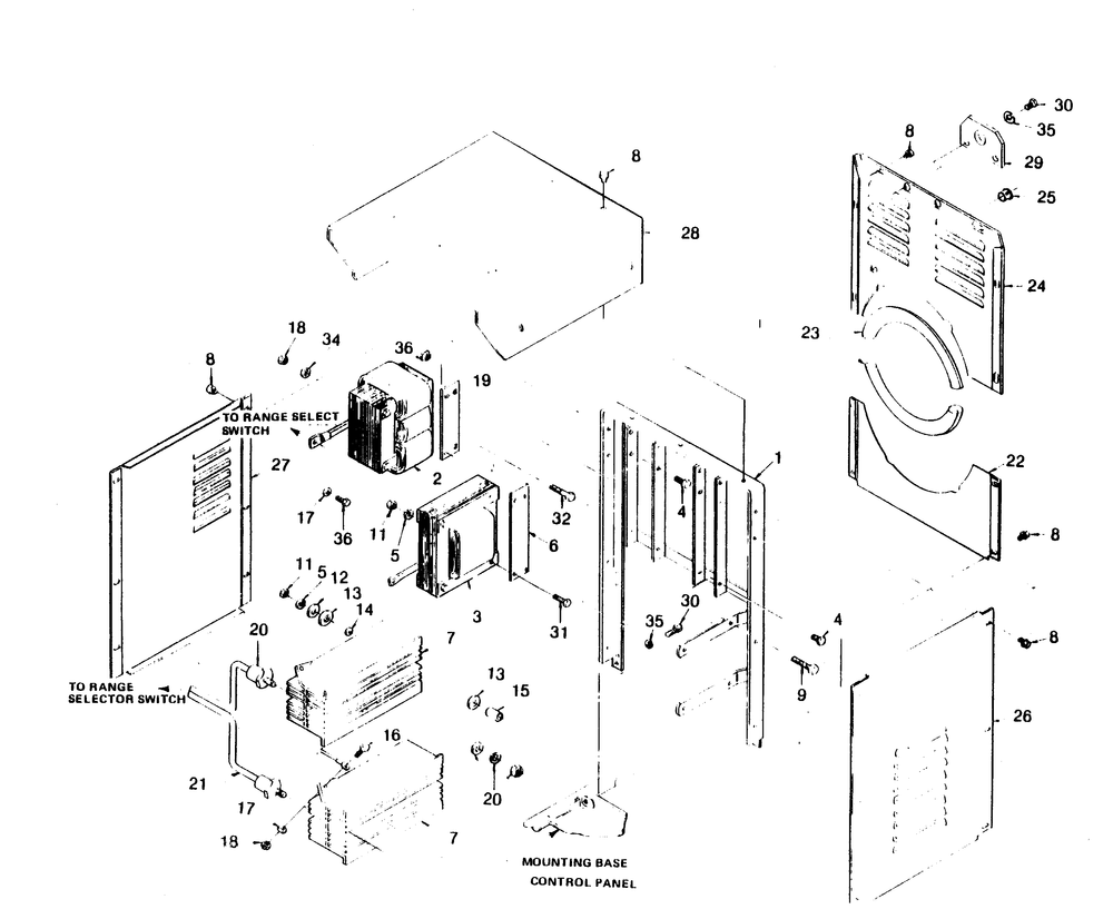 Panel Frame Diagram and Parts List for 1005-C  Generac Welder