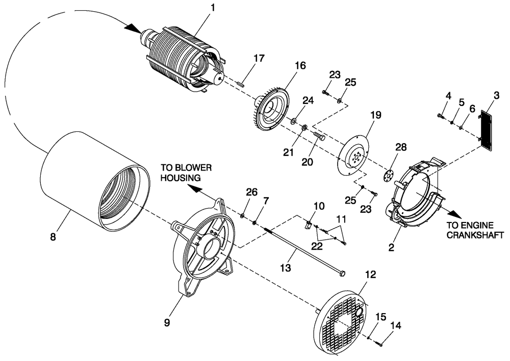 Alternator Common Parts Diagram and Parts List for 0053251 (4646779 - 4869934)(2007) Generac Generator