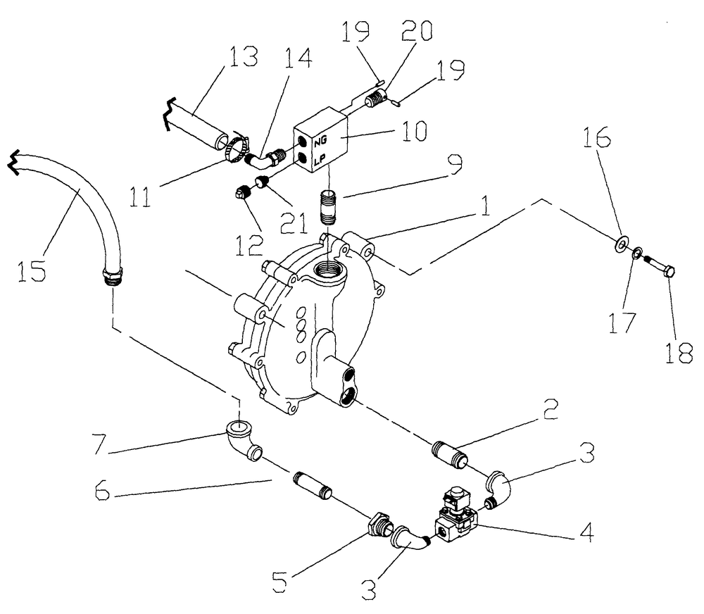 Gas Valve Assembly Diagram and Parts List for 0789-1  Generac Generator