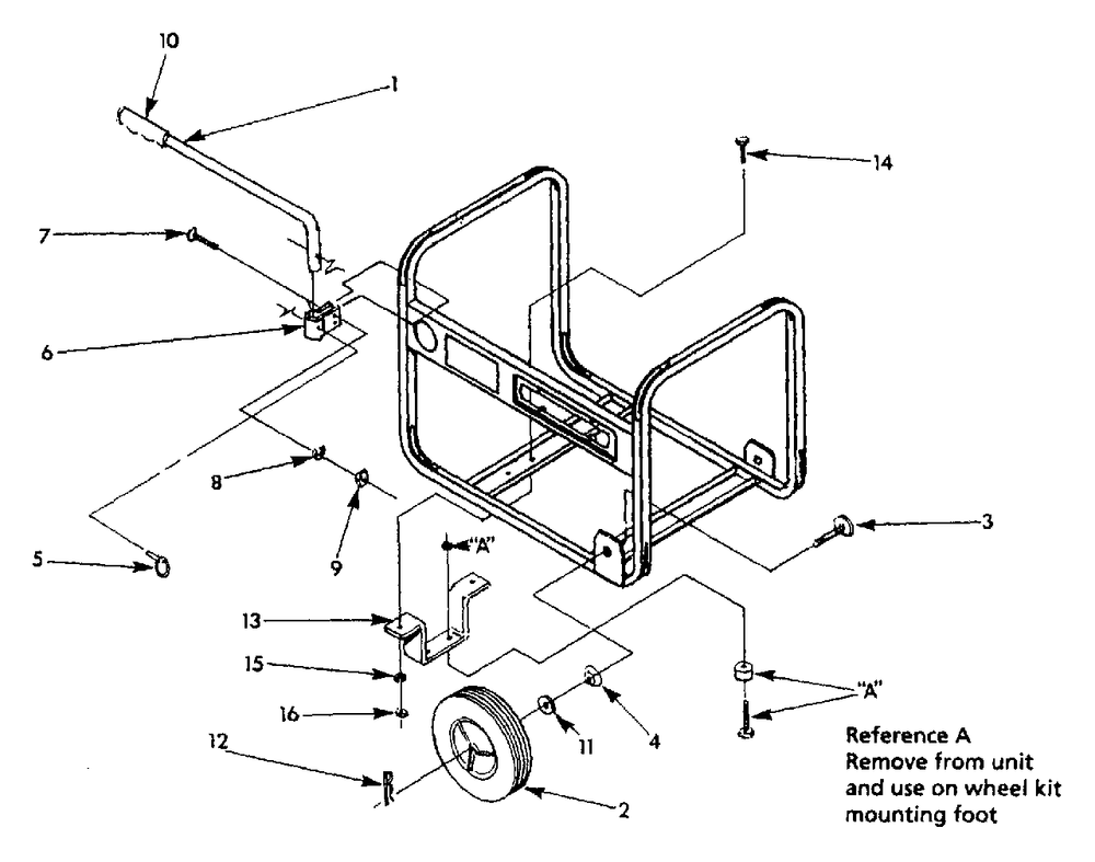 Wheel Kit Diagram and Parts List for 1N170 (9864-0)(9864-0) Generac Generator