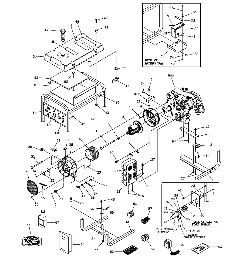 Main Unit Diagram and Parts List for 4000GCXE (1785-0)(1785-0) Generac Generator