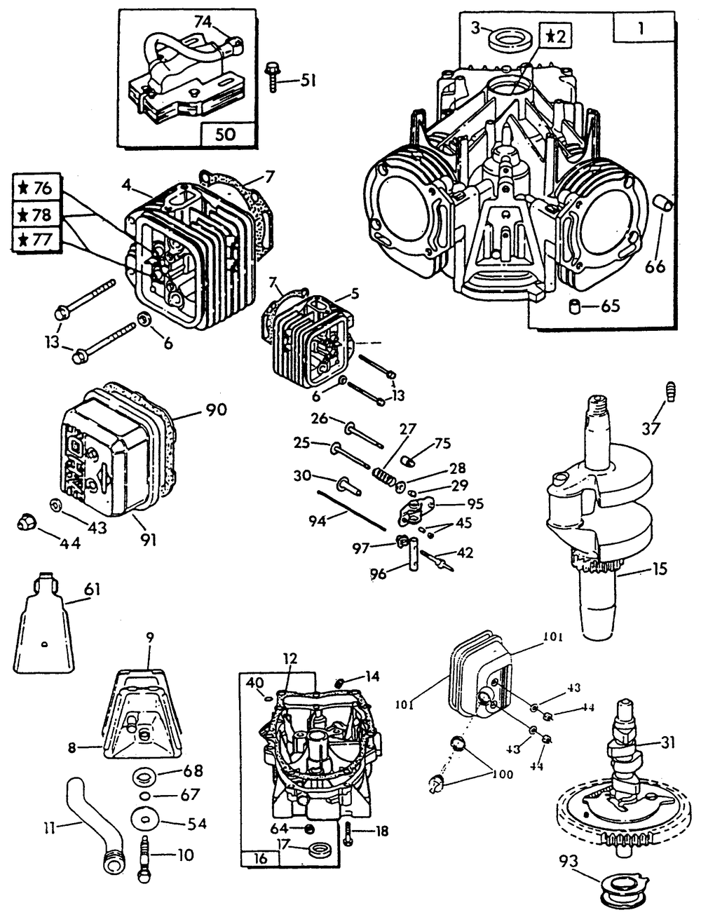 Engine Common Parts 2 Diagram and Parts List for 9592-0  Generac Generator