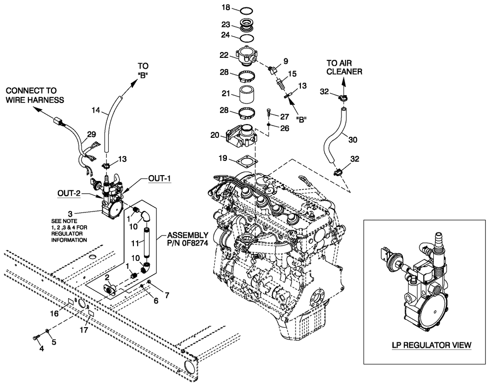Ev Fuel System 2.4l G2 Diagram and Parts List for ET04524JNSN (5708899)(2009) Generac Generator