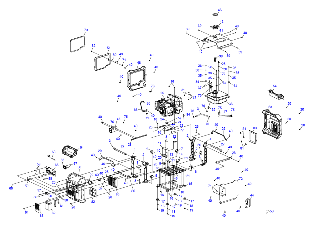 Fig-0 Diagram and Parts List for G0071270 IQ3500 Generac Generator