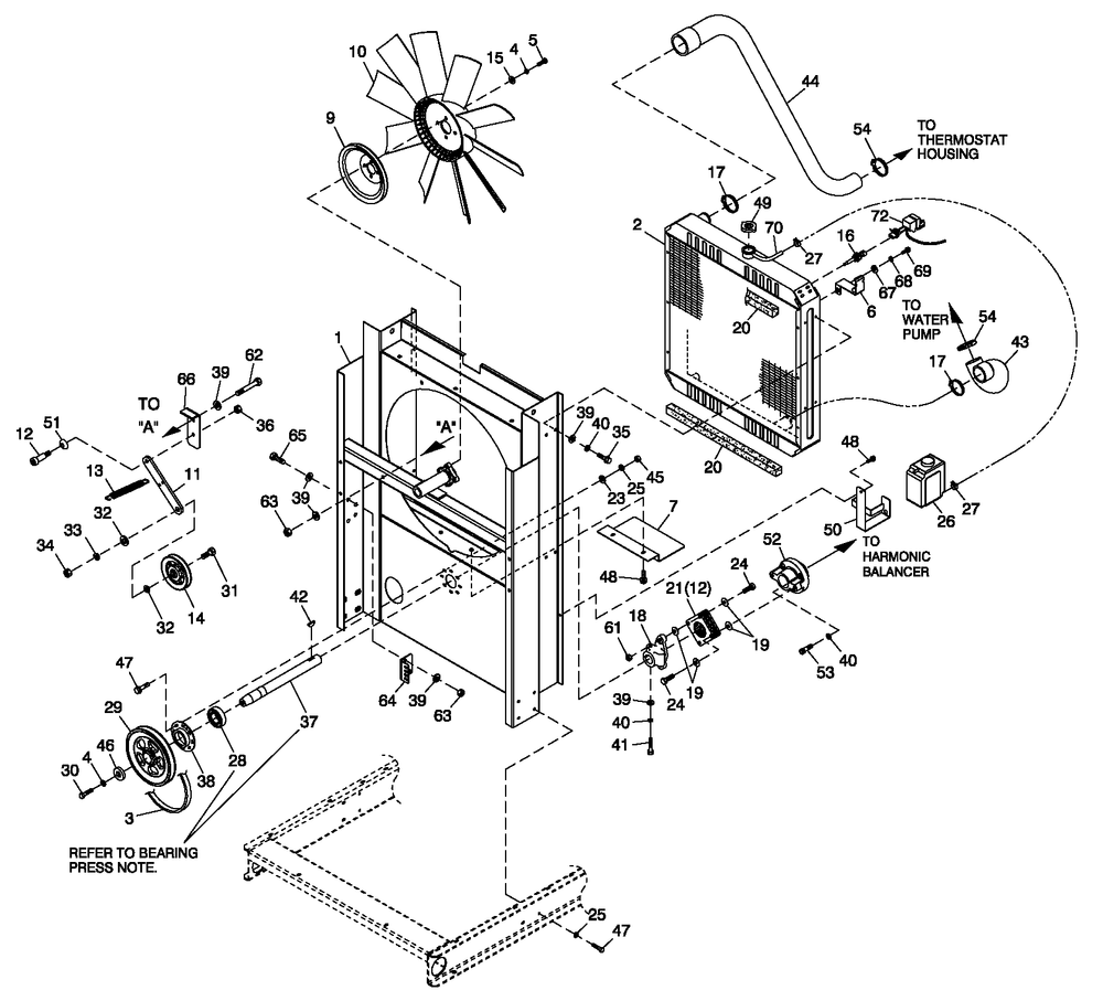 Ev Cooling System 4.2l G3 Diagram and Parts List for 0054200 (4868635 - 5101685)(2008) Generac Generator