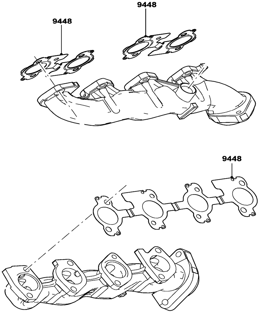 5.4l Gas Engine Exhaust Manifolds Diagram and Parts List for QT08054ANSNA (5981037 - 5981038)(2010) Generac Generator
