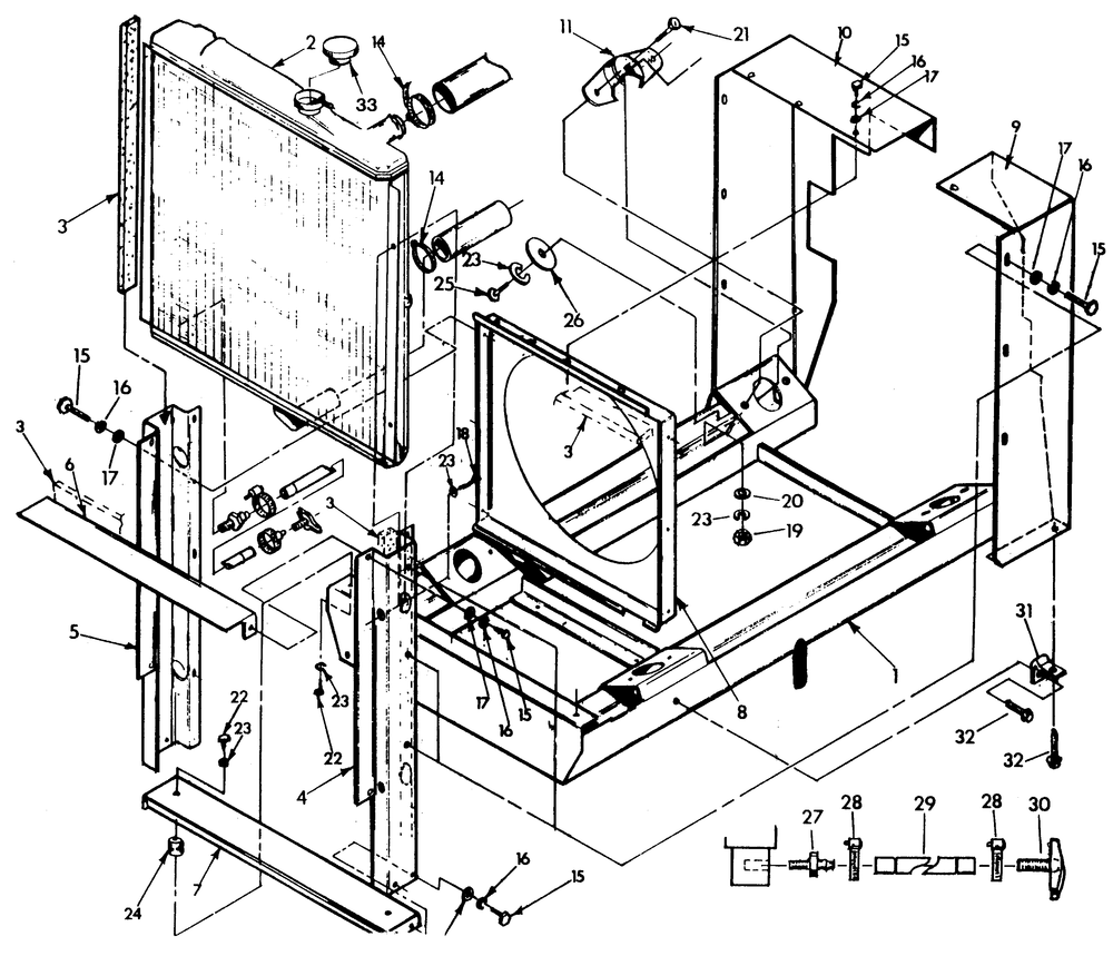 Mounting Base And Radiator Diagram and Parts List for 9012-0  Generac Generator