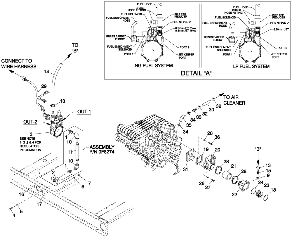 Fuel System 2.4l C2 G2 Diagram and Parts List for 0054200 (4868635 - 5101685)(2008) Generac Generator