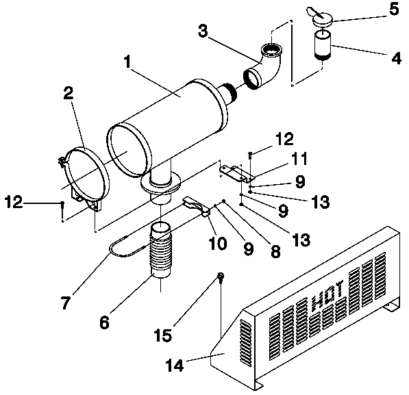 Ev Muffler 1.5 Diagram and Parts List for 0044741 (3580728 - 3694588)(2014) Generac Generator
