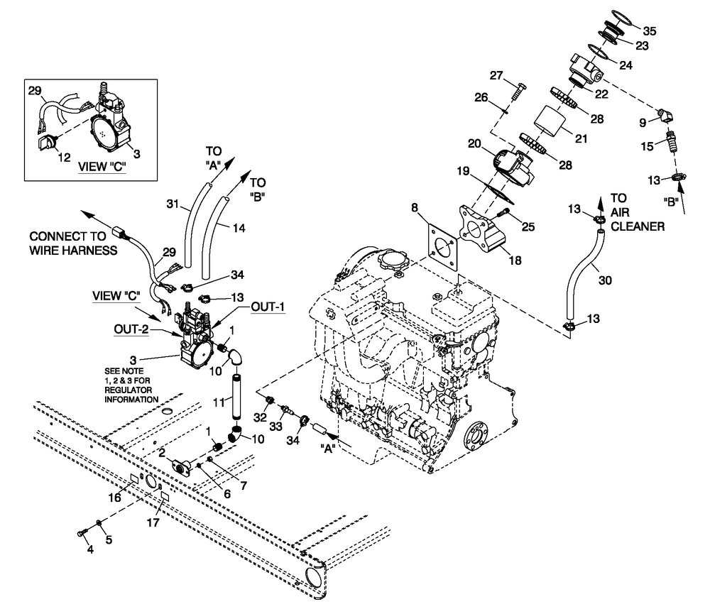 Fuel System 2.4l C2 Cpl Diagram and Parts List for 0052610 (4370455 - 4409833)(2006) Generac Generator