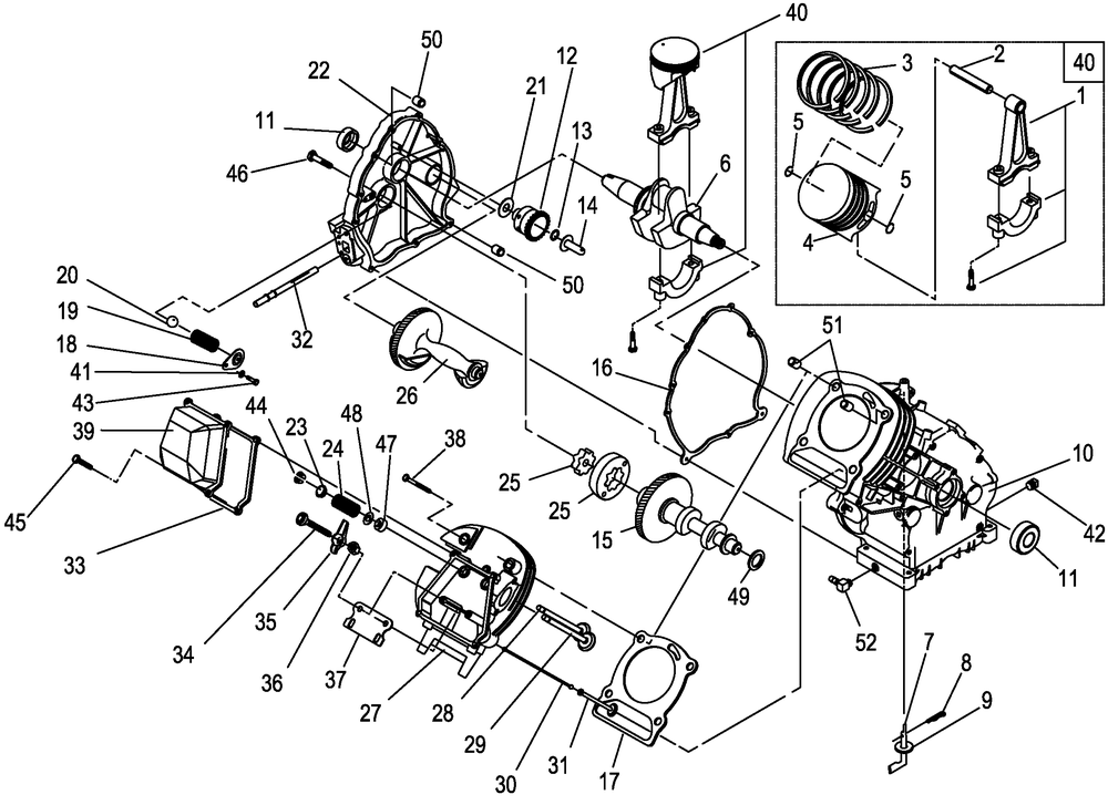 Longblock Parts Diagram and Parts List for 0058320 (5820157 - 5820180)(2010) Generac Generator