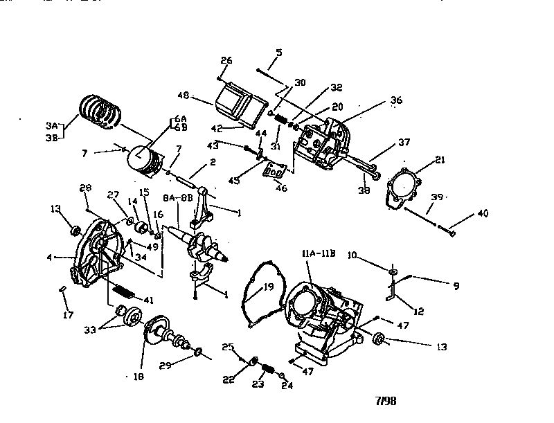 Engine Diagram and Parts List for GN190  Generac Engine