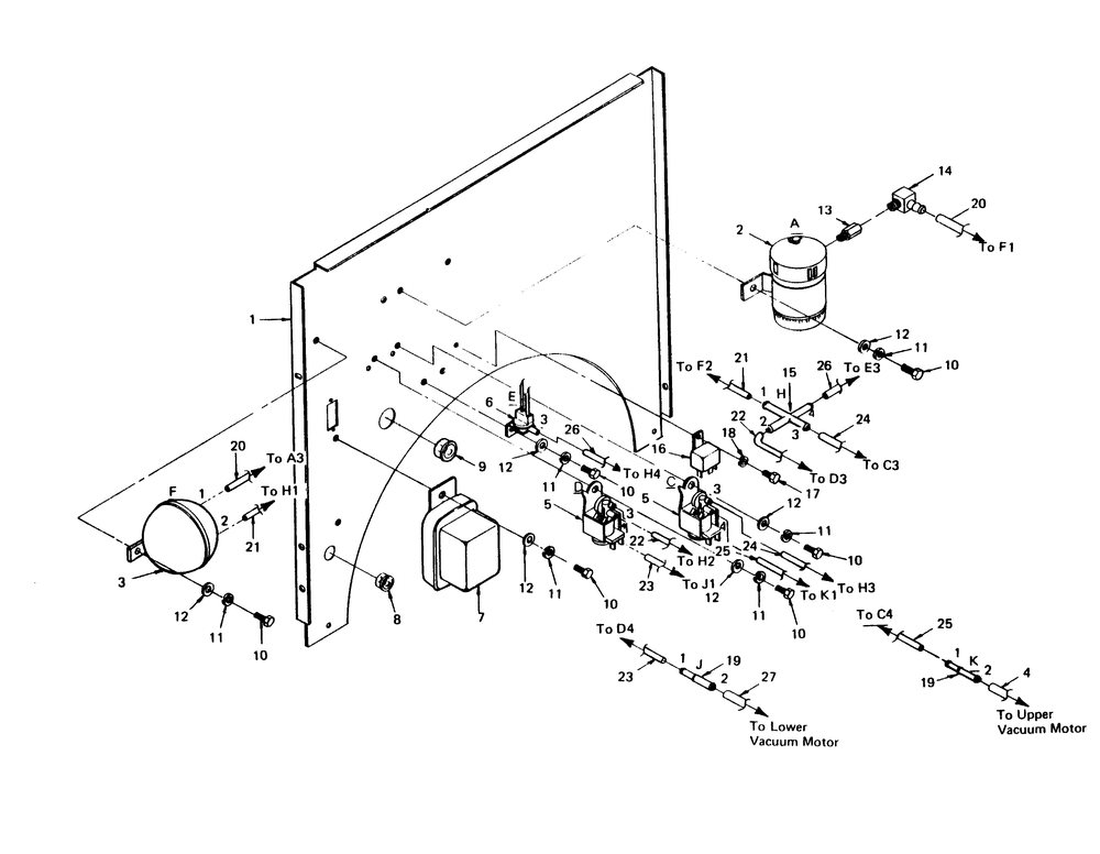 Divider Panel Top Diagram and Parts List for 6973-0  Generac Welder