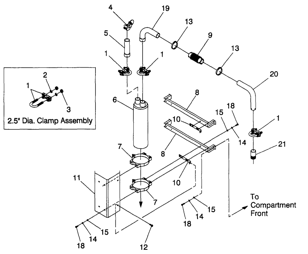 Exhaust Muffler Diagram and Parts List for 4383-0  Generac Generator