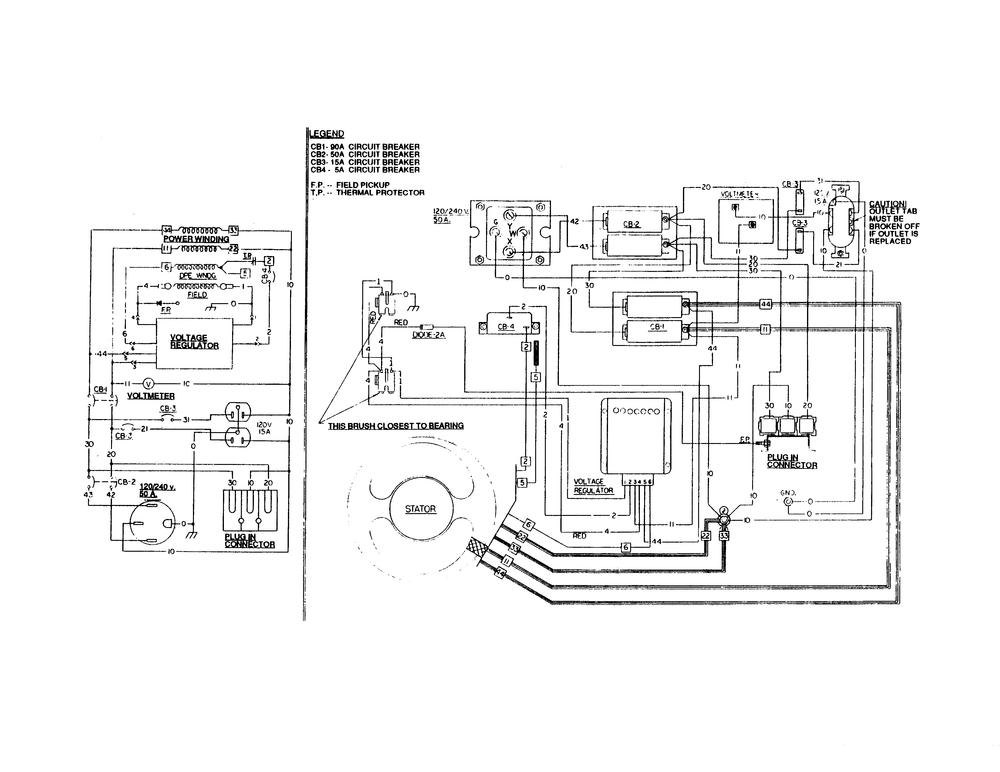Generator Diagram and Parts List for 6870-6 24kw Generac Generator
