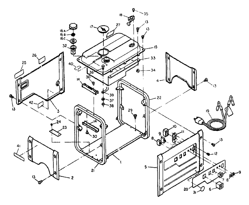 Cradle - 2400 Watt Generators No. 67446 Diagram and Parts List for G2600 (8836-0)(8836-0) Generac Generator