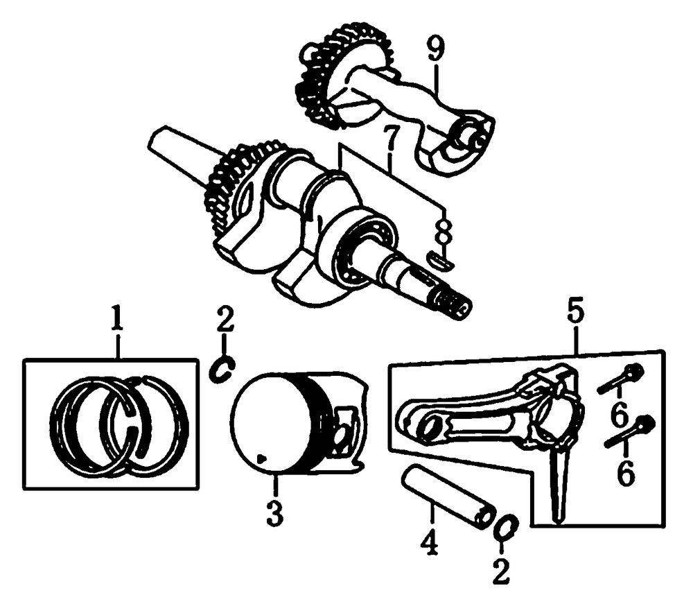 Crankshaft And Piston Diagram and Parts List for 0064270 (7654565A)(2012) Generac Generator