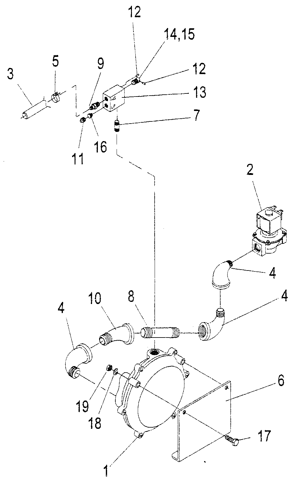 Gas Valve Assembly Diagram and Parts List for 4268-0  Generac Generator