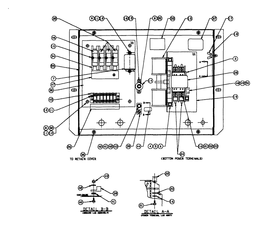 Transfer Switch Diagram and Parts List for 0845-1  Generac Generator