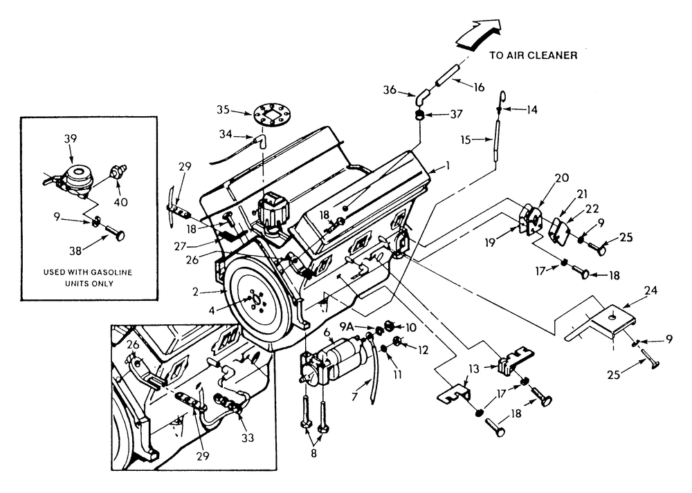 5.0 Liter Engine (Part 1) Diagram and Parts List for 9303-4  Generac Generator