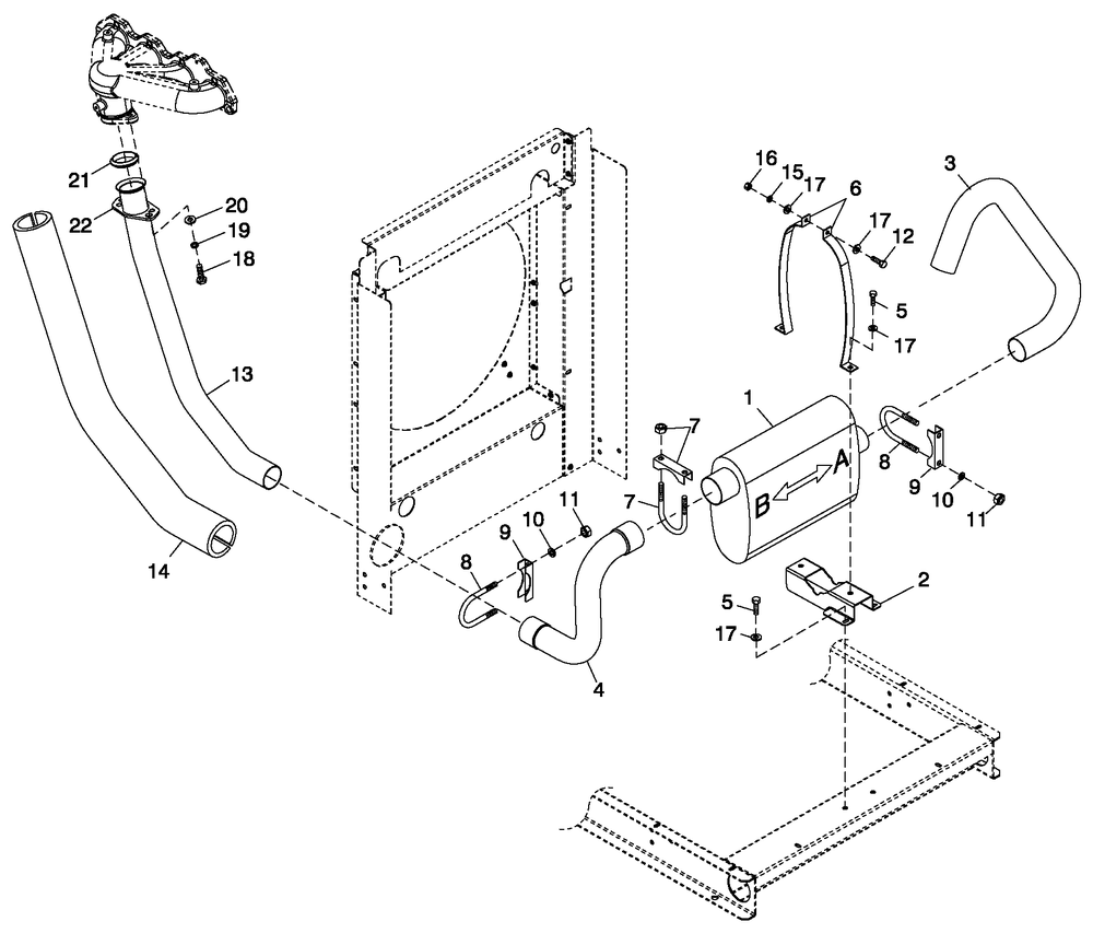 Exhaust System 2.4l G2 Diagram and Parts List for QT02724ANAN (5041854 - 5046648)(2008) Generac Generator