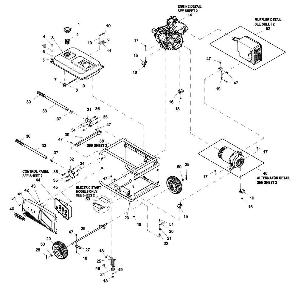 Ev Portable Honeywell 2010 1 Diagram and Parts List for 0060370 (6277479A - 6277568A)(2011) Generac Generator