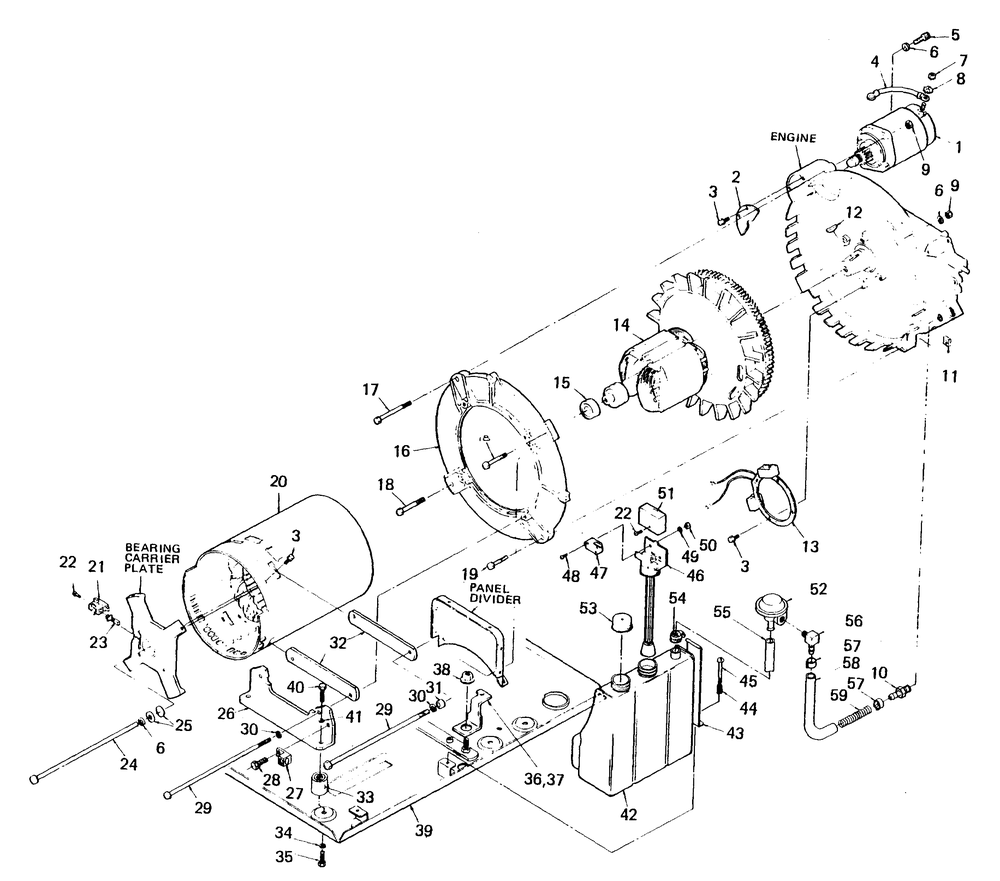 Alternator, Ignition And Oil Systems Diagram and Parts List for 6894-1  Generac Generator