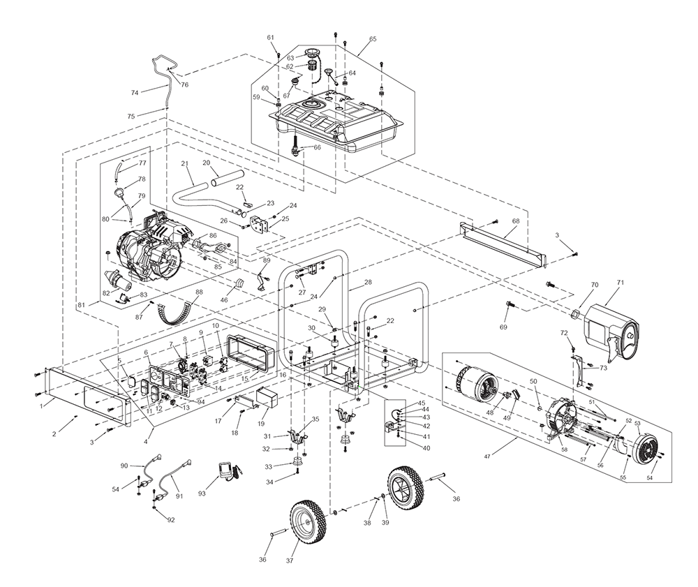 Fig-0 Diagram and Parts List for G0059782 GP7500E Generac Generator
