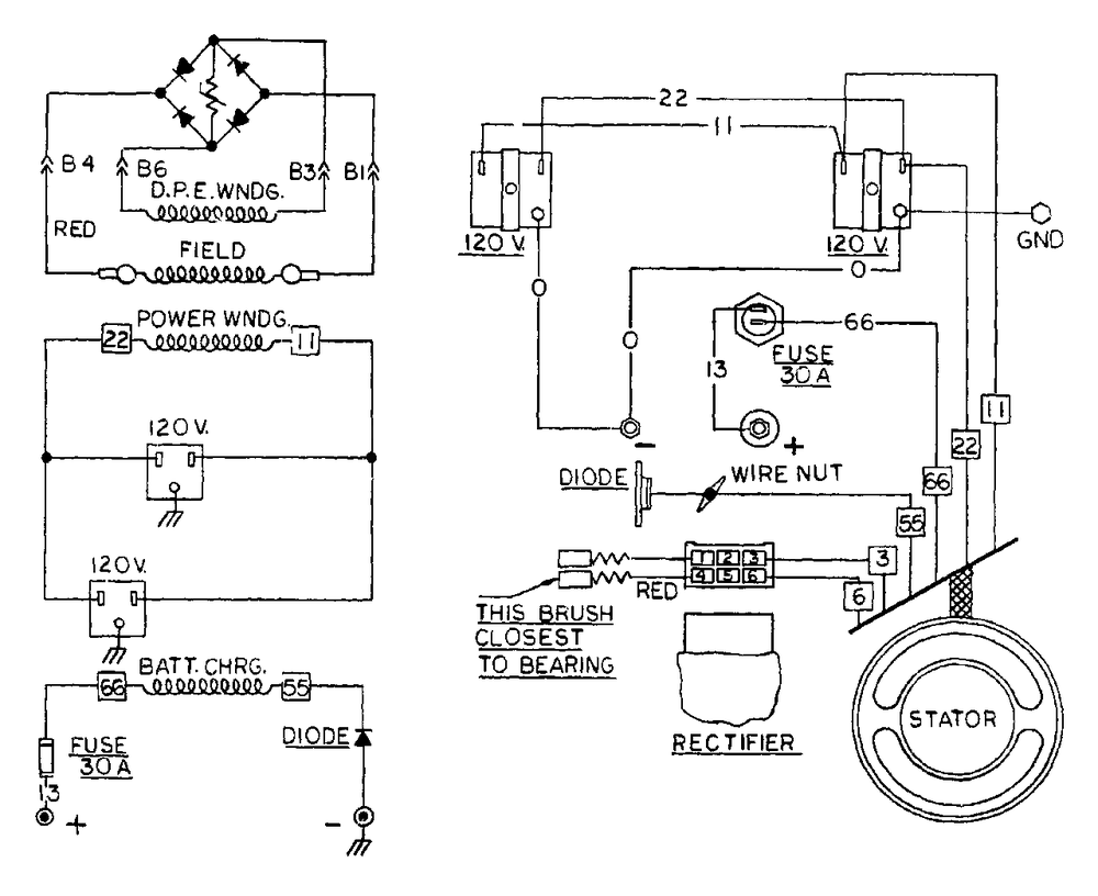 Electrical Schematic/Wiring Diagram Diagram and Parts List for G1410 (8749-0)(8749-0) Generac Generator