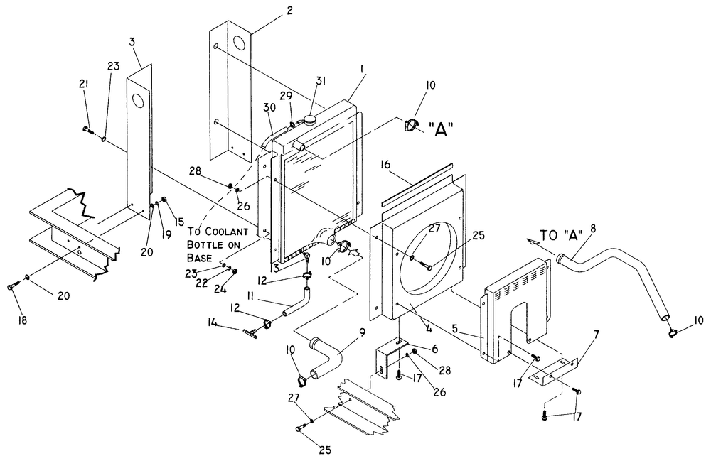 Radiator Diagram and Parts List for 4345-0  Generac Generator