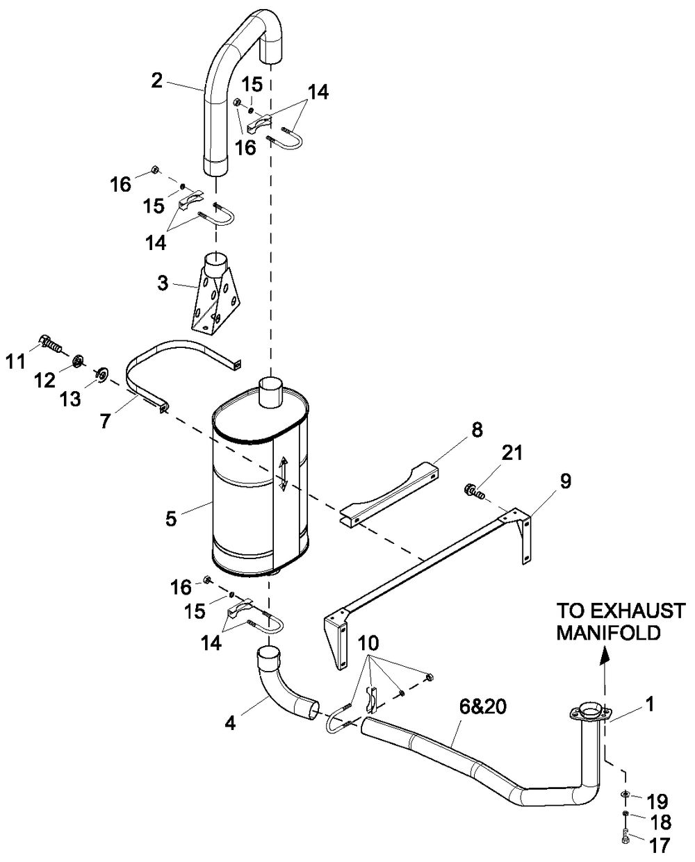 Muffler Exh 2.4l G2 Turbo Diagram and Parts List for 0056090 (5246790)(2008) Generac Generator