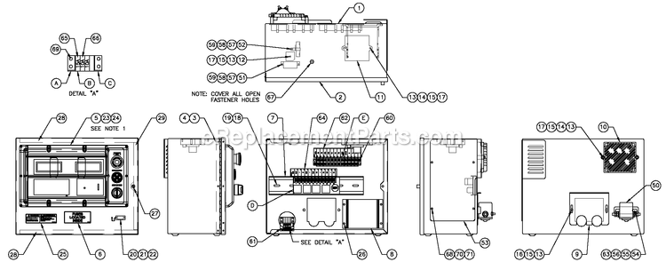 H Panel 2a Battery Charger Diagram and Parts List for ST13068GNAN (5276944)(2009) Generac Generator