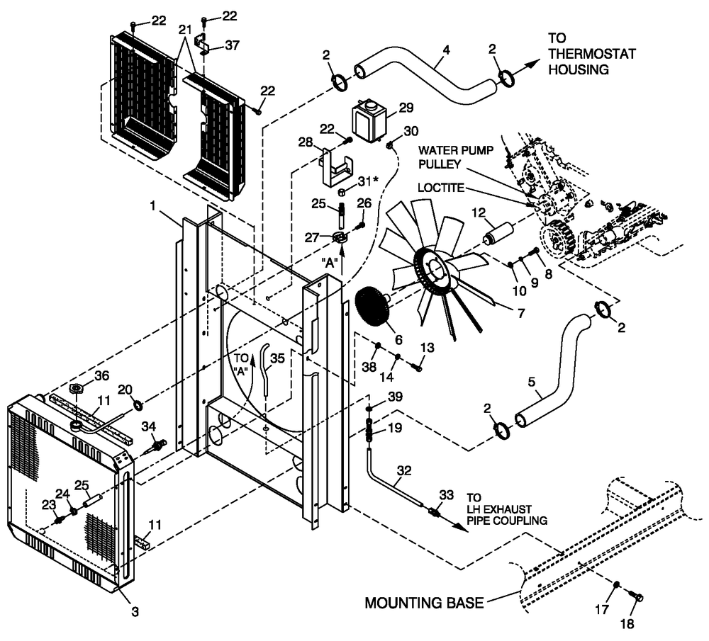 C3 Cooling System And Fan Drive Diagram and Parts List for QT07068ANAN (4176410)(2005) Generac Generator