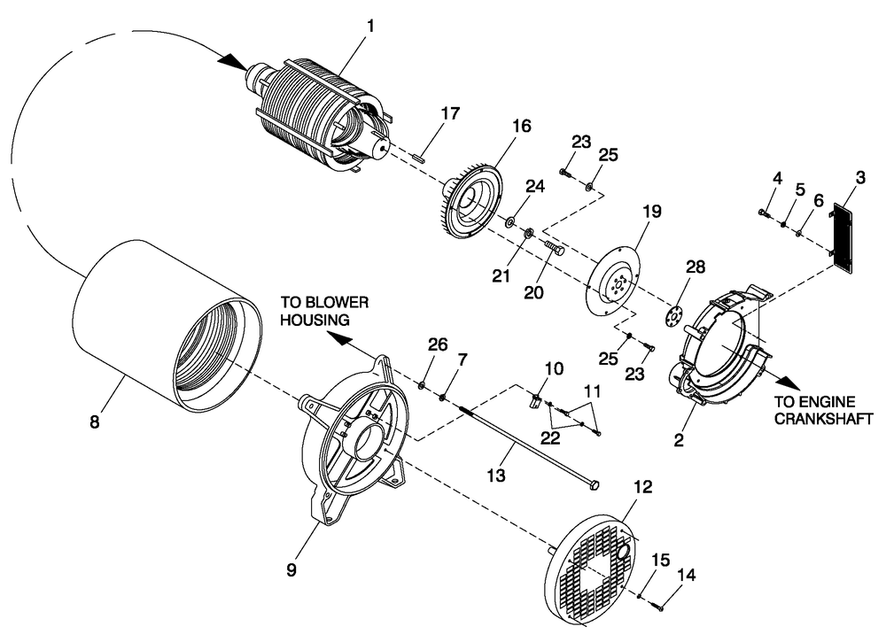 Alternator Common Parts Diagram and Parts List for 0053371 (4646771 - 4786208)(2007) Generac Generator