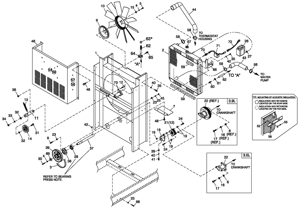 Ev Cool Pkg 3.0l/3.9l C4 Diagram and Parts List for QT07039AVSN (4166739 - 4225329)(2005) Generac Generator