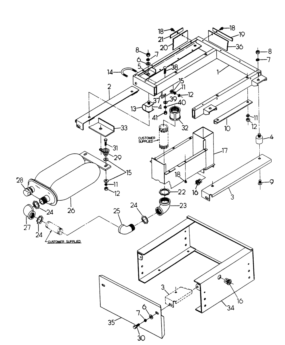 Mounting Base Diagram and Parts List for 6208-1  Generac Generator