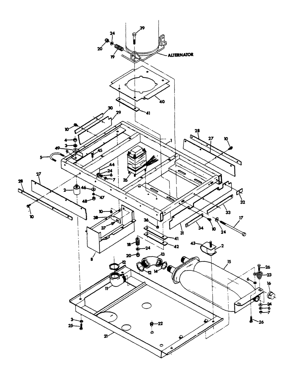 Mounting Base Diagram and Parts List for 6245-1  Generac Generator