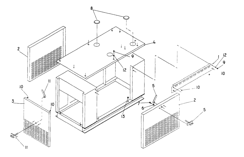 Door Enclosure Diagram and Parts List for 0611-4  Generac Generator