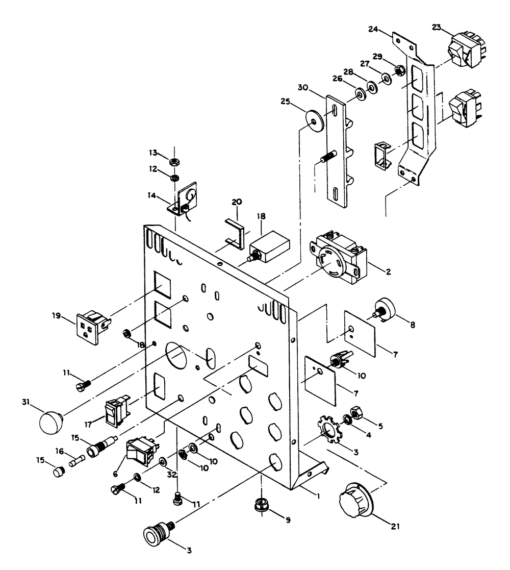 Panel Diagram and Parts List for 6945-1  Generac Welder