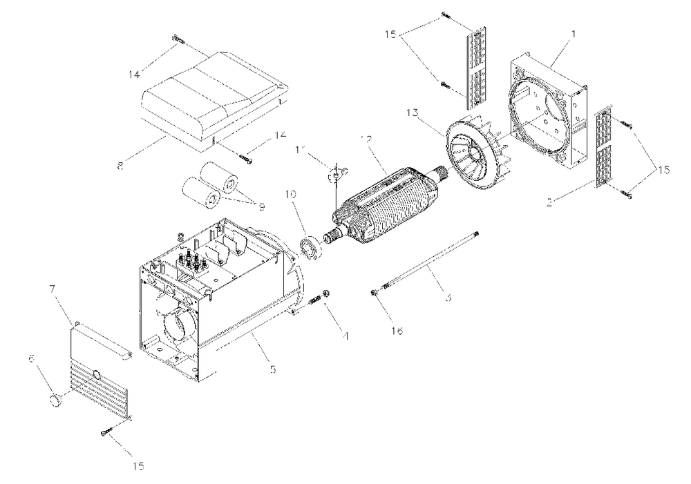 Alternator Diagram and Parts List for SE10000 (1339-0)(1339-0) Generac Generator