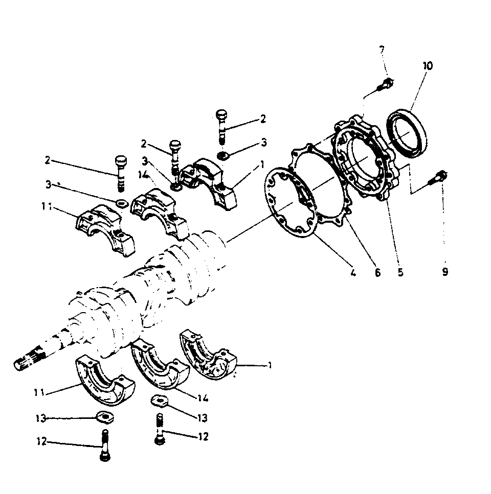 Bearing Case Diagram and Parts List for 1008-D  Generac Welder