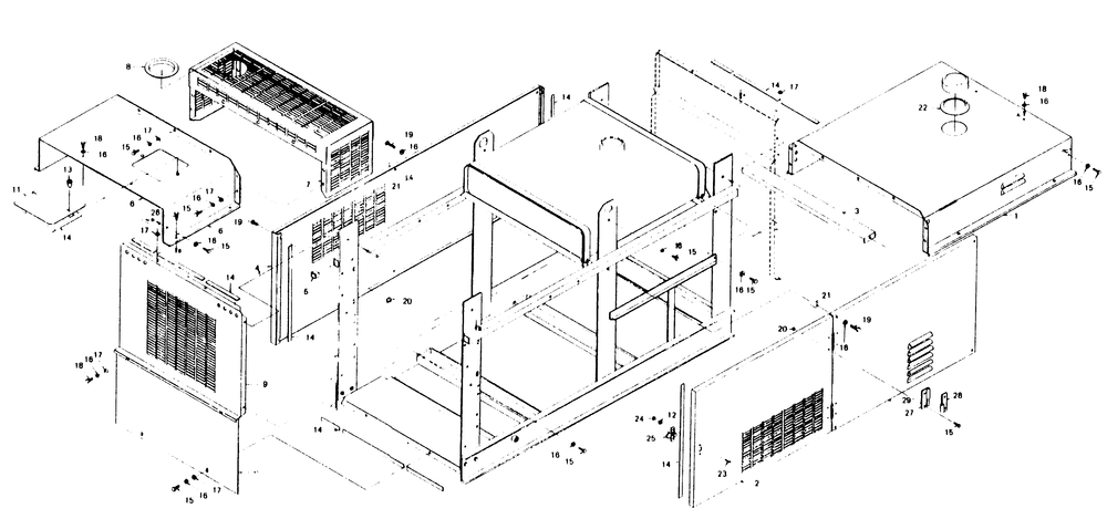Sheet Metal Diagram and Parts List for 6980-0  Generac Generator