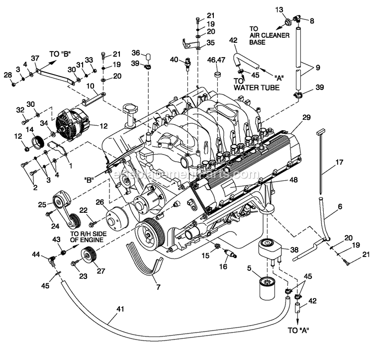 Engine Common Parts L/H Side (6.8l Cpl) Diagram and Parts List for CT15068GNSN (2408V28069)(2008) Generac Generator