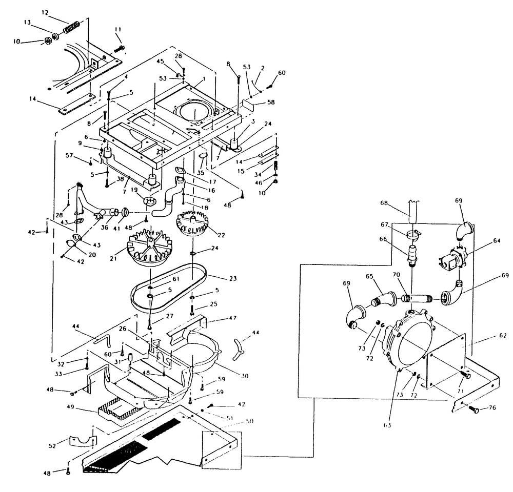 Base And Pulleys Diagram and Parts List for 0919-0 Np-50lpg Generac Generator