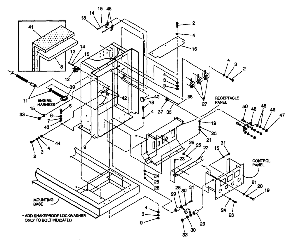 Connection Panel Diagram and Parts List for 4361-1  Generac Generator