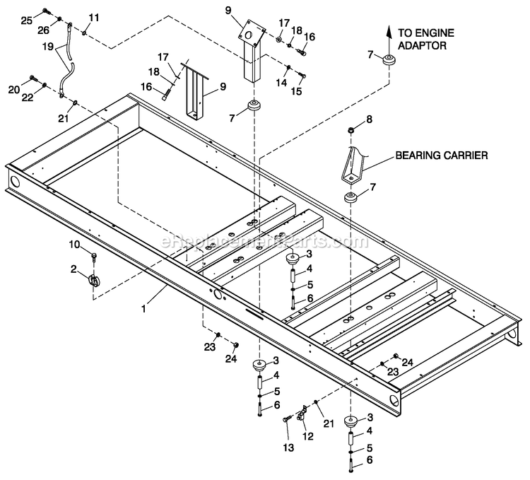 Mounting Base Diagram and Parts List for QT10054GNSN (4135893)(2005) Generac Generator
