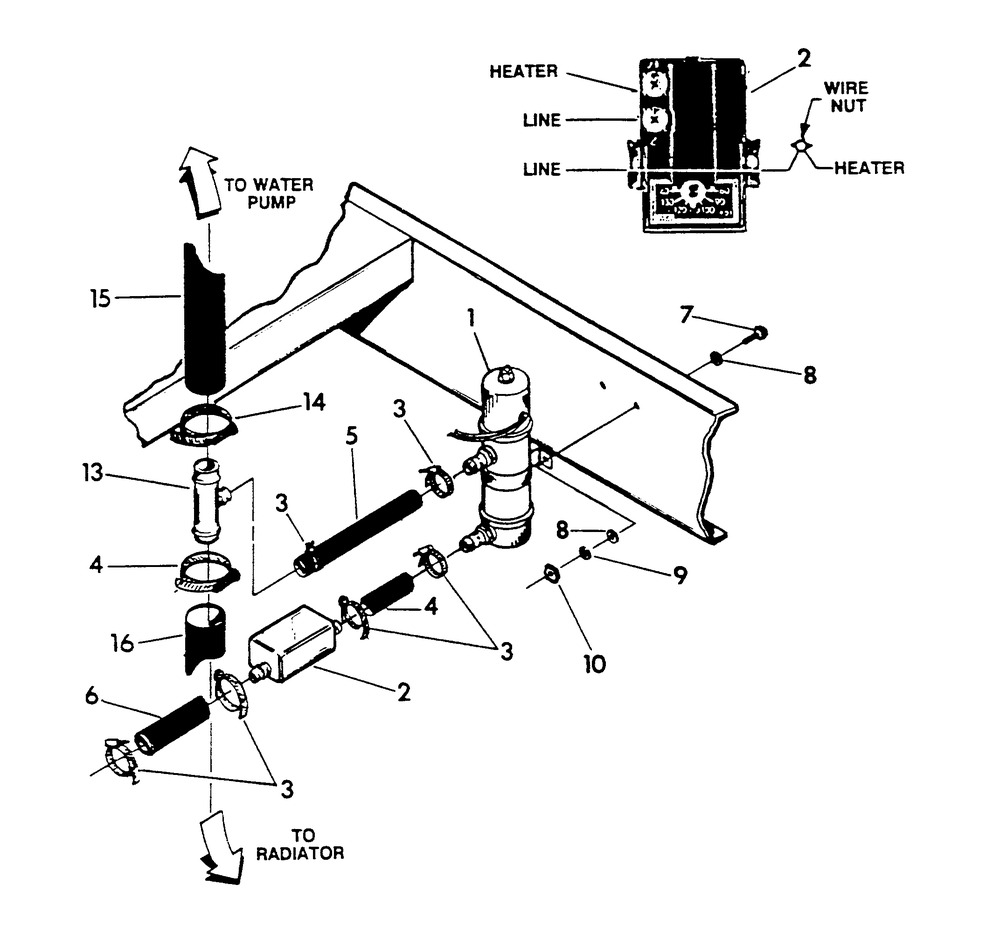 Engine Coolant Heater Diagram and Parts List for 9300-1  Generac Generator