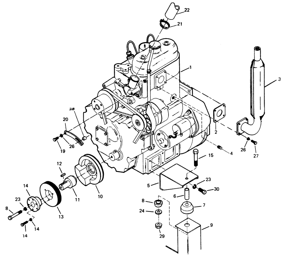 Engine Parts Diagram and Parts List for 1013-A  Generac Welder