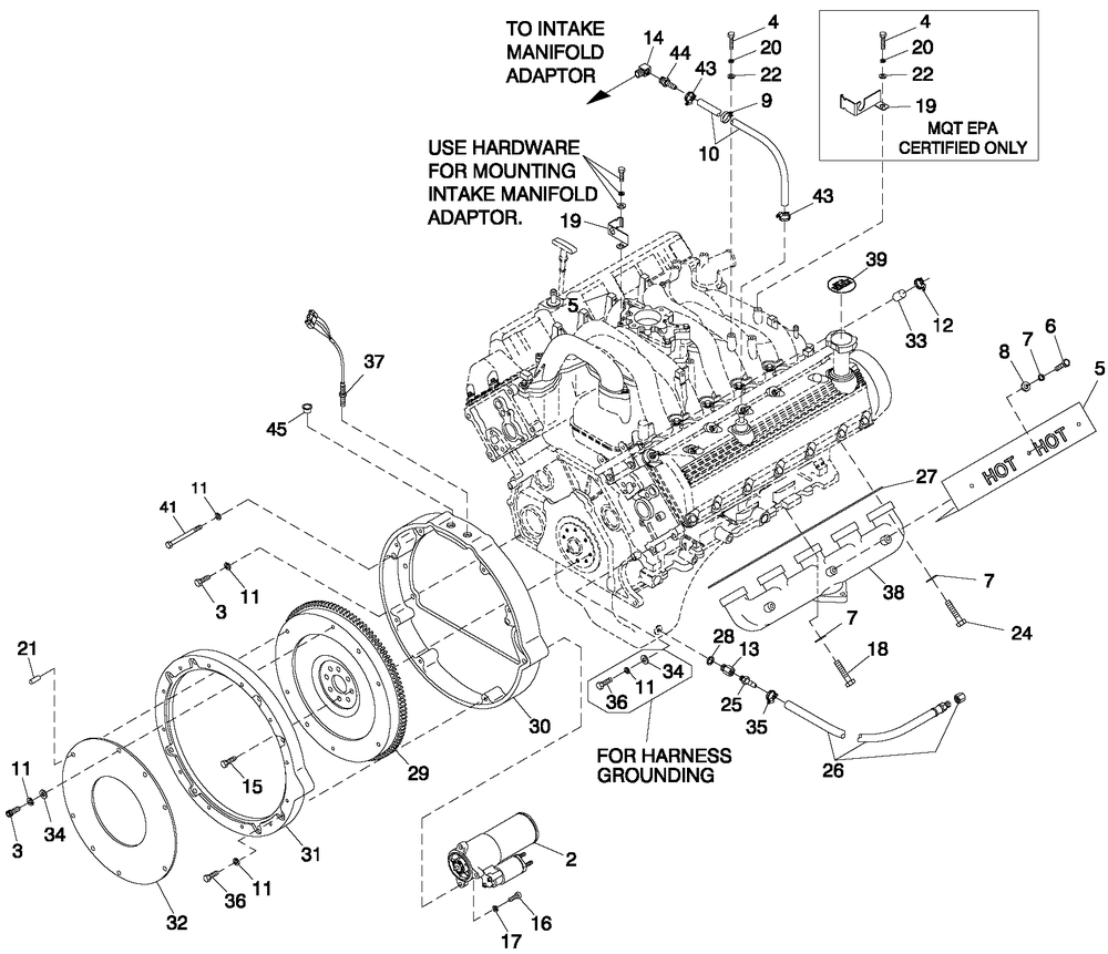 Engine Common Parts R/H Side 6.8l G/B Cpl Diagram and Parts List for QT10068ANSC (6297202 - 6378170)(2011) Generac Generator