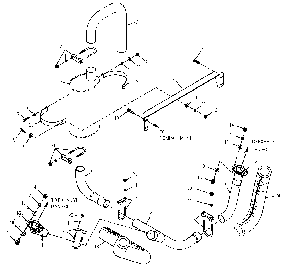 Muffler Diagram and Parts List for 0051000 (0505V01164)(2005) Generac Generator